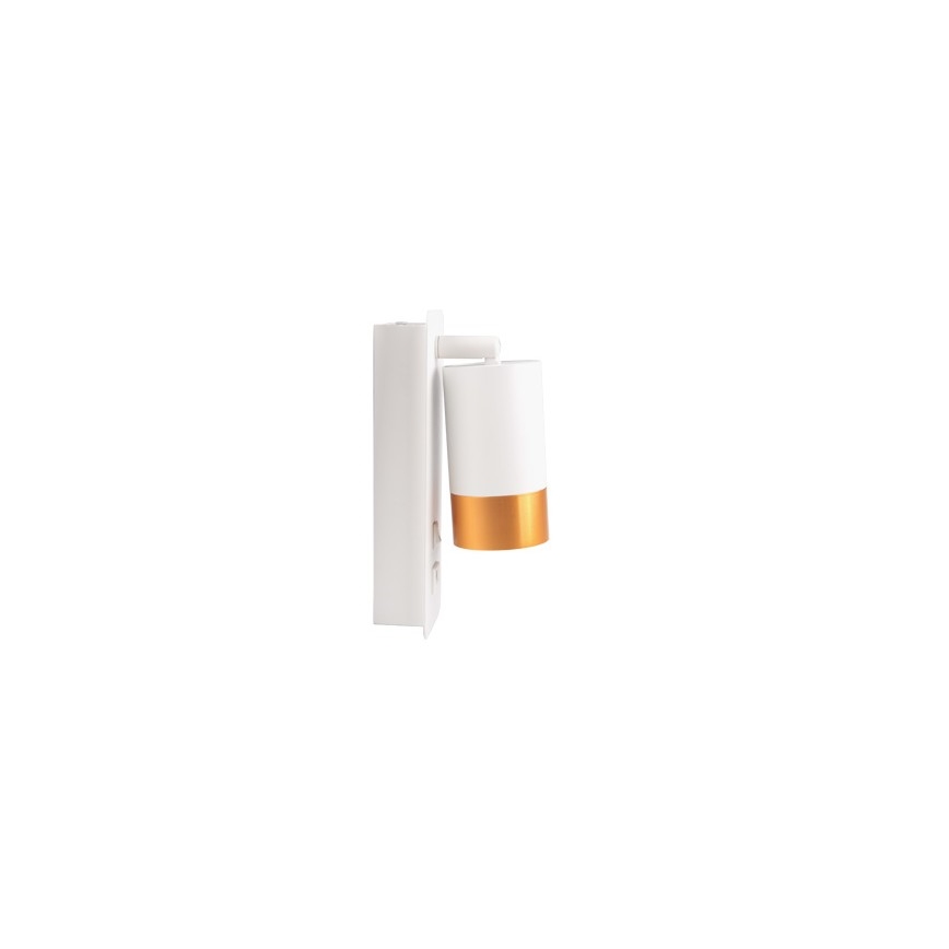 Vægspot med USB-oplader 1xGU10/35W/230V hvid/guldfarvet