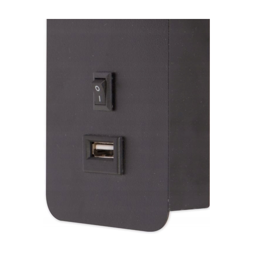 Vægspot med USB-oplader 1xGU10/35W/230V sort