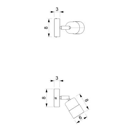 Vægspot MIZU 1xGU10/8W/230V sort/messing