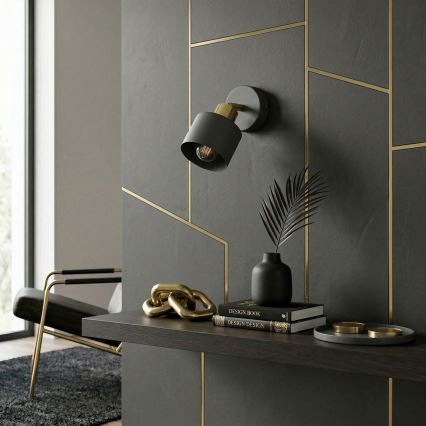 Vægspot PARKLA 1xE27/15W/230V sort/guld