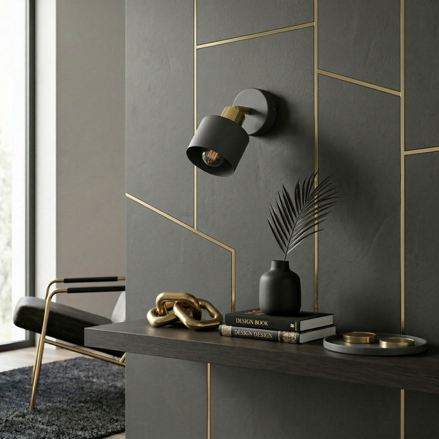 Vægspot PARKLA 1xE27/15W/230V sort/guld