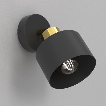Vægspot PARKLA 1xE27/15W/230V sort/guld