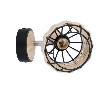 Vægspot TAJGA 1xE14/40W/230V Rattan/sort