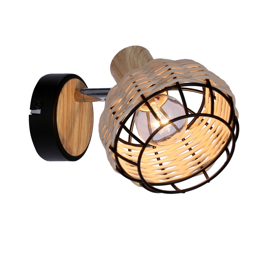 Vægspot TAJGA 1xE14/40W/230V Rattan/sort