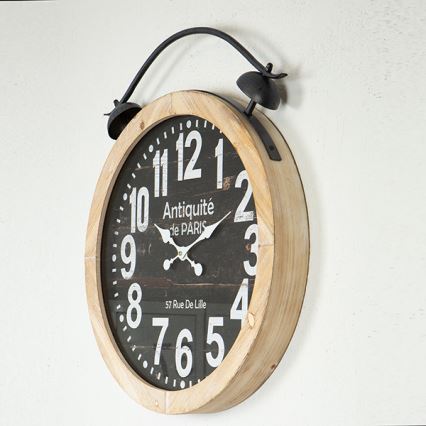 Vægur 1xAA diameter 50 cm beige/sort