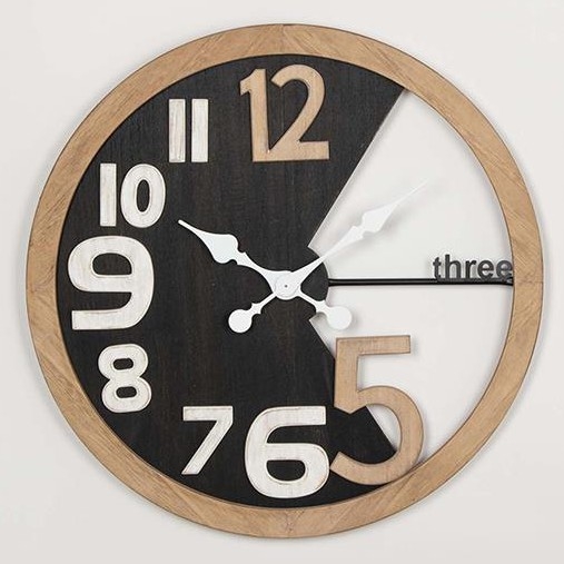 Vægur 1xAA diameter 59,5 cm beige/sort