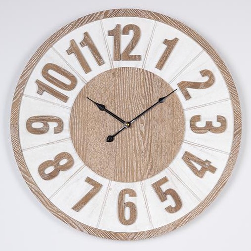 Vægur 1xAA diameter 60 cm beige/hvid