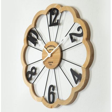 Vægur 1xAA diameter 60 cm beige/sort