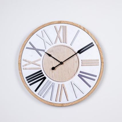 Vægur 1xAA Ø 50 cm hvid/beige