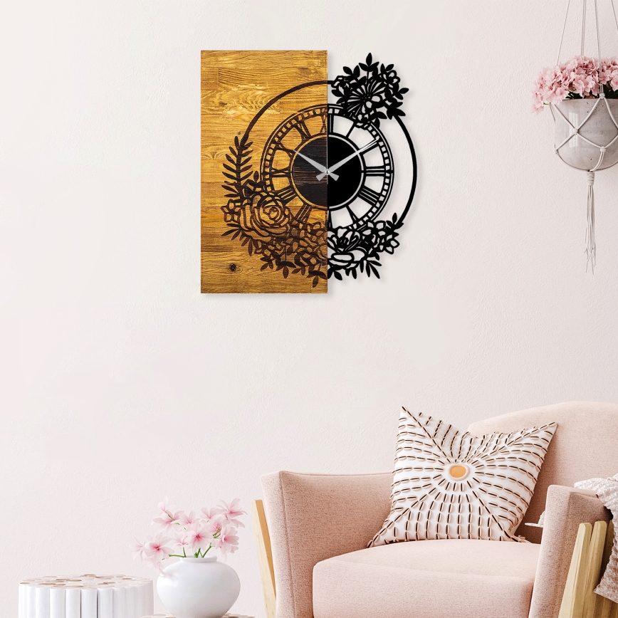 Vægur 58x51 cm 1xAA træ/metal