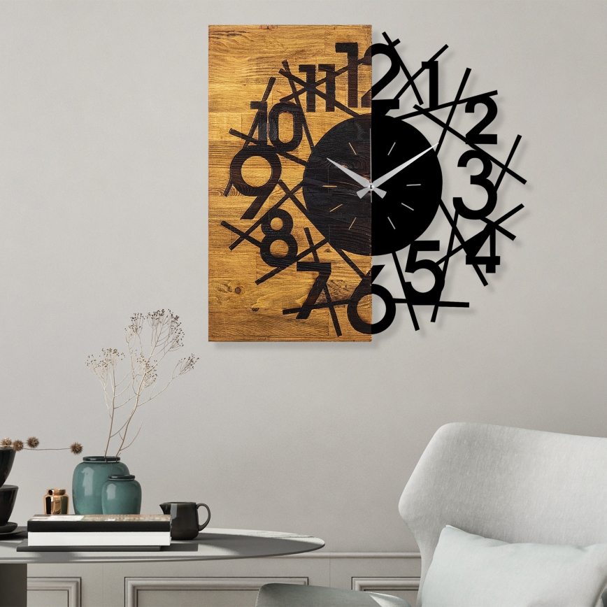 Vægur 59x58 cm 1xAA træ/metal