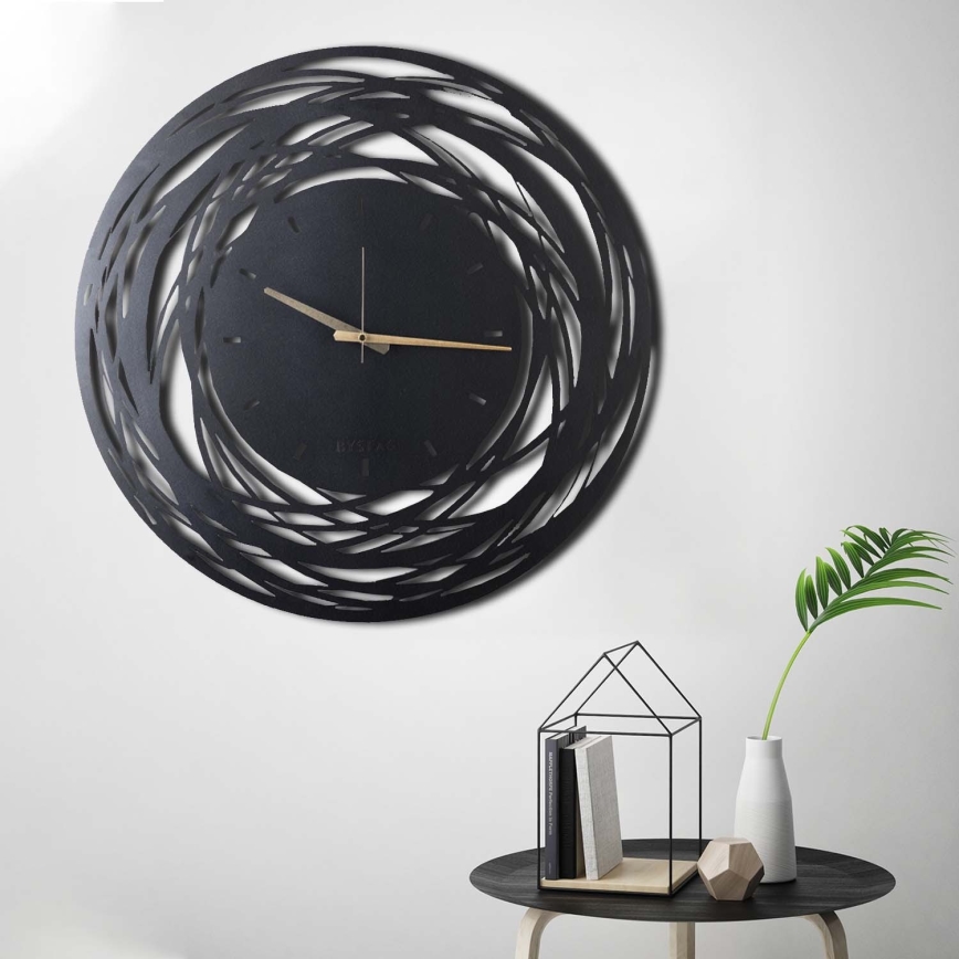 Vægur 70 cm 1xAA sort/guldfarvet
