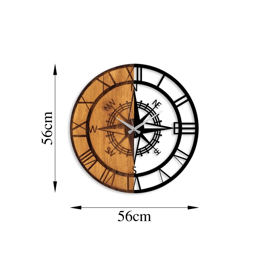 Vægur diameter 56 cm 1xAA træ/metal
