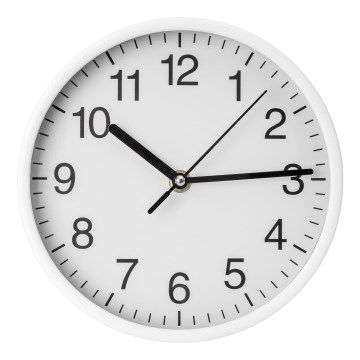 Vægur med en diameter på 20 cm 1xAA hvid/sort