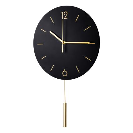 Vægur med pendul diameter 30 cm 1xAA sort/guldfarvet