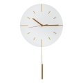 Vægur med pendul Ø 30 cm 1xAA hvid/guld