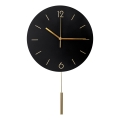 Vægur med pendul Ø 30 cm 1xAA sort/guld