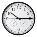 Vægur med termometer og hygrometer, Ø 30 cm, 1xAA, sort/hvid