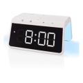 Vækkeur med LCD-skærm og trådløs oplader 15W/5V 1xCR2032 hvid