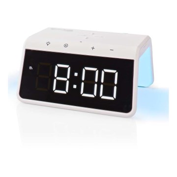 Vækkeur med LCD-skærm og trådløs oplader 15W/5V 1xCR2032 hvid