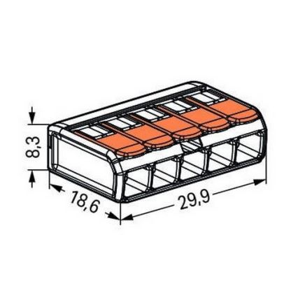 WAGO 221-415 - Samlemuffe COMPACT 5x4 450V orange