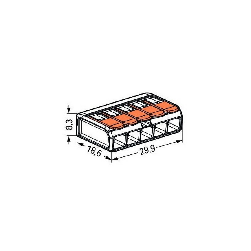 WAGO 221-415 - Samlemuffe COMPACT 5x4 450V orange