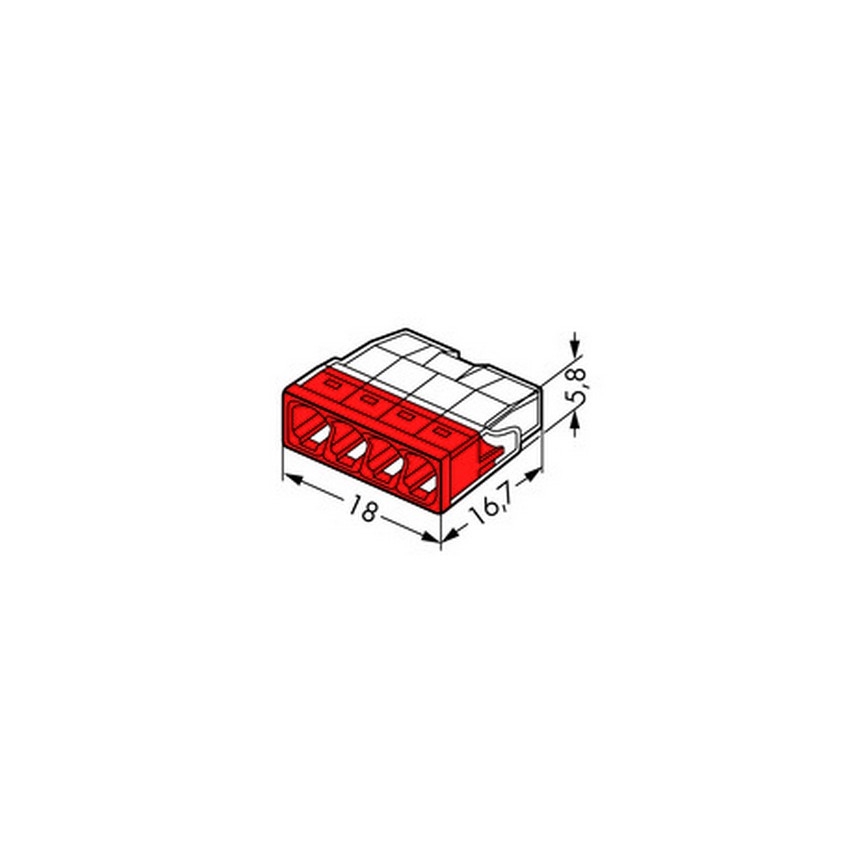 WAGO 2273-204 - Samlemuffe COMPACT 4x2,5 450V rød