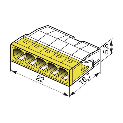 WAGO 2273-205 - Samlemuffe COMPACT 5x2,5 450V gul