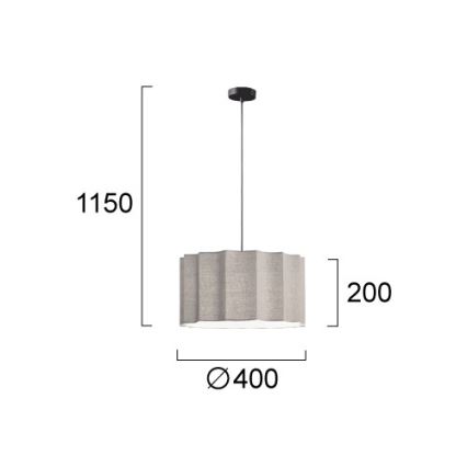 WAVY pendel på ledning 1xE27/14W/230V grå