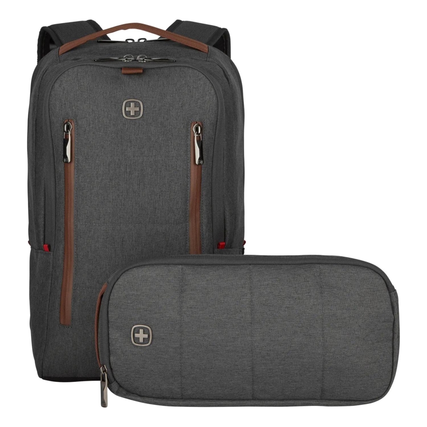 Wenger - Rygsæk til laptop 15 l 16" med tablet-lomme 12" + crossbody bag By Upgrade 02.01.2001 grå