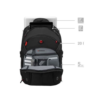 Wenger - Rygsæk til laptop 20 l 15" med tablet-lomme 10" Gigabyte sort