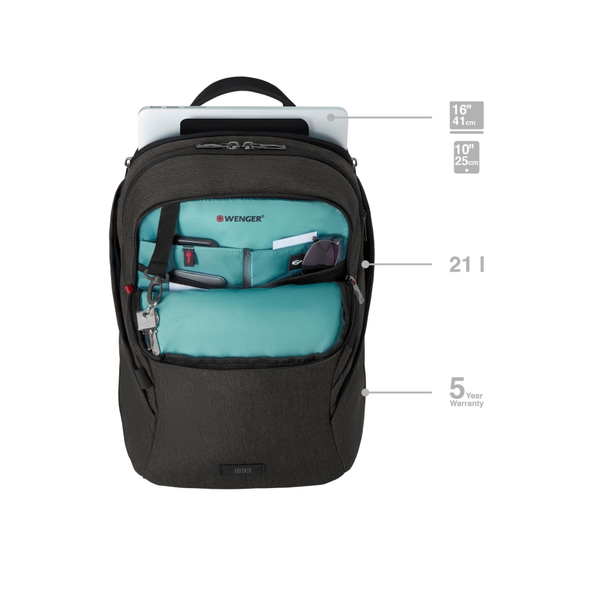 Wenger - Rygsæk til laptop 21 l 16" med tablet-lomme 10" MX Belysning sort