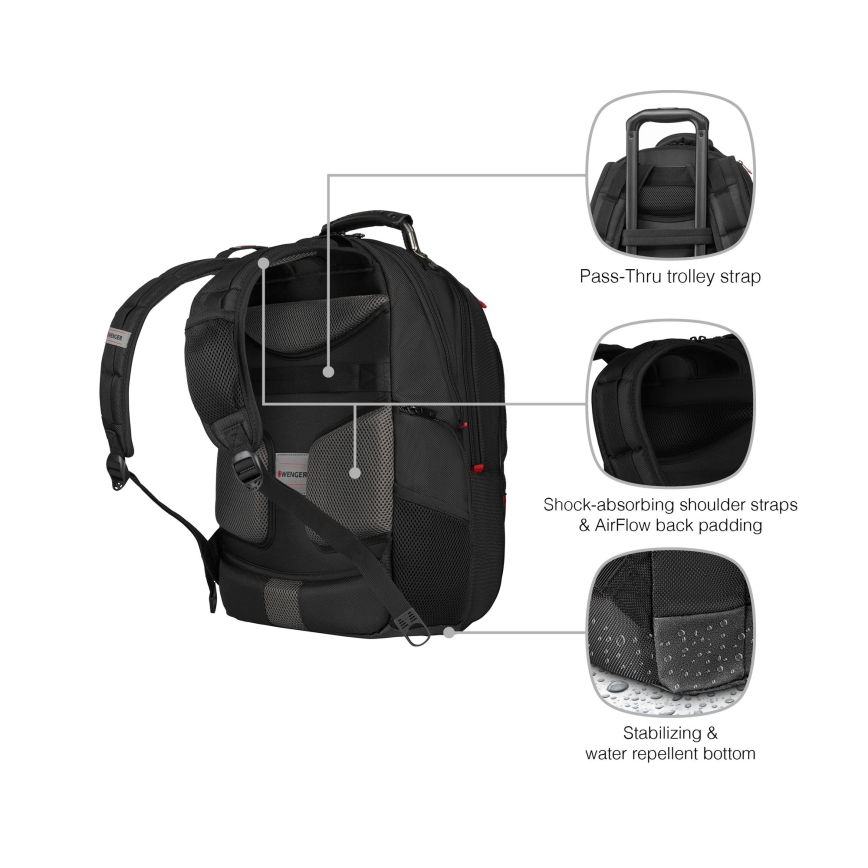 Wenger - Rygsæk til laptop 25 l 16" med tablet-lomme 10" Pegasus Deluxe sort