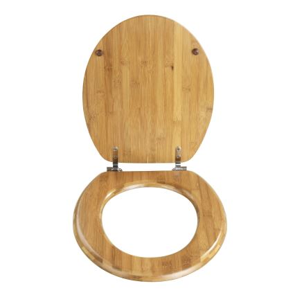 WENKO 144726100 - Toiletsæde BAMBOO 34x41 cm brun/sølv