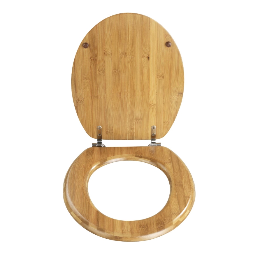 WENKO 144726100 - Toiletsæde BAMBOO 34x41 cm brun/sølv