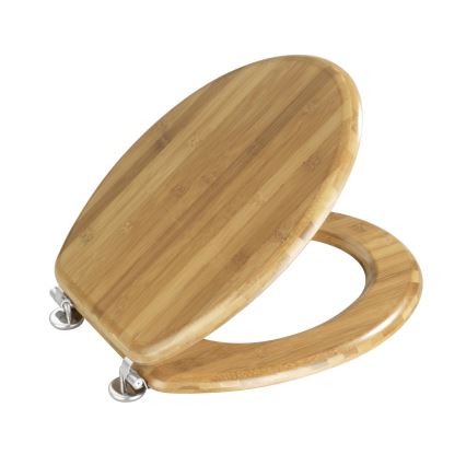 WENKO 144726100 - Toiletsæde BAMBOO 34x41 cm brun/sølv