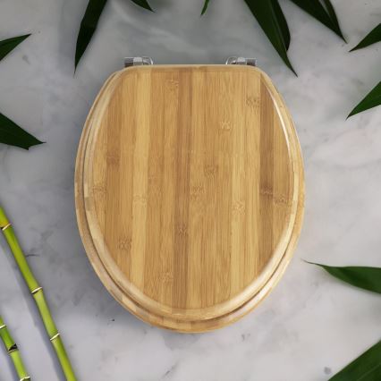 WENKO 144726100 - Toiletsæde BAMBOO 34x41 cm brun/sølv