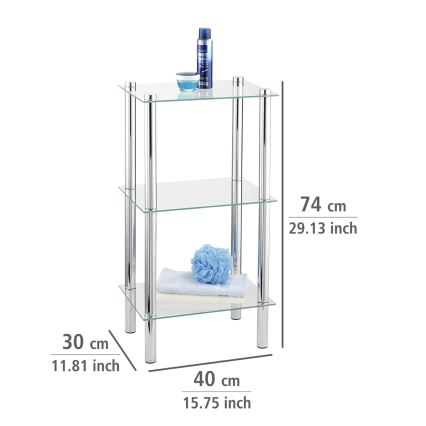 WENKO 15851100 - Reol YAGO 40x74 cm sølv/transparent