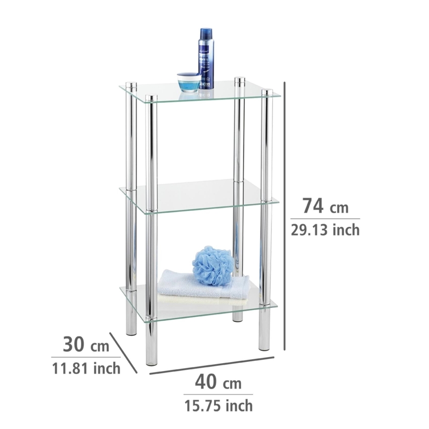 WENKO 15851100 - Reol YAGO 40x74 cm sølv/transparent