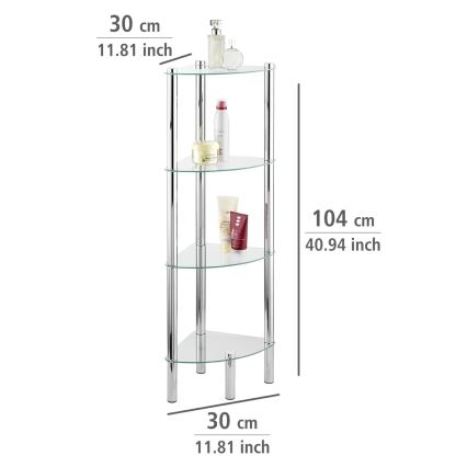 WENKO 15852100 - Reol YAGO 30x104 cm rustfrit stål/sølvfarvet/gennemsigtig