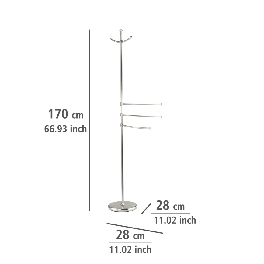 WENKO 16827100 - ADIAMO-stativ 28 x 170 cm, sølvfarvet