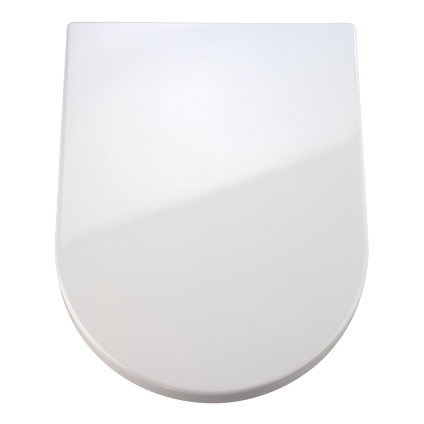 WENKO 18396100-WC WC-sæde PALMA 46,5x35,7 cm hvid/sølv