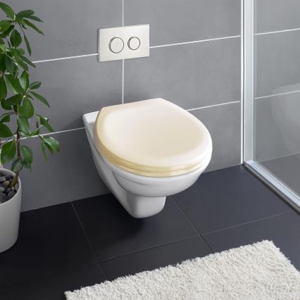 WENKO 18760100-WC toiletsæde OTTANA 37,5x44,5 cm beige/sølv