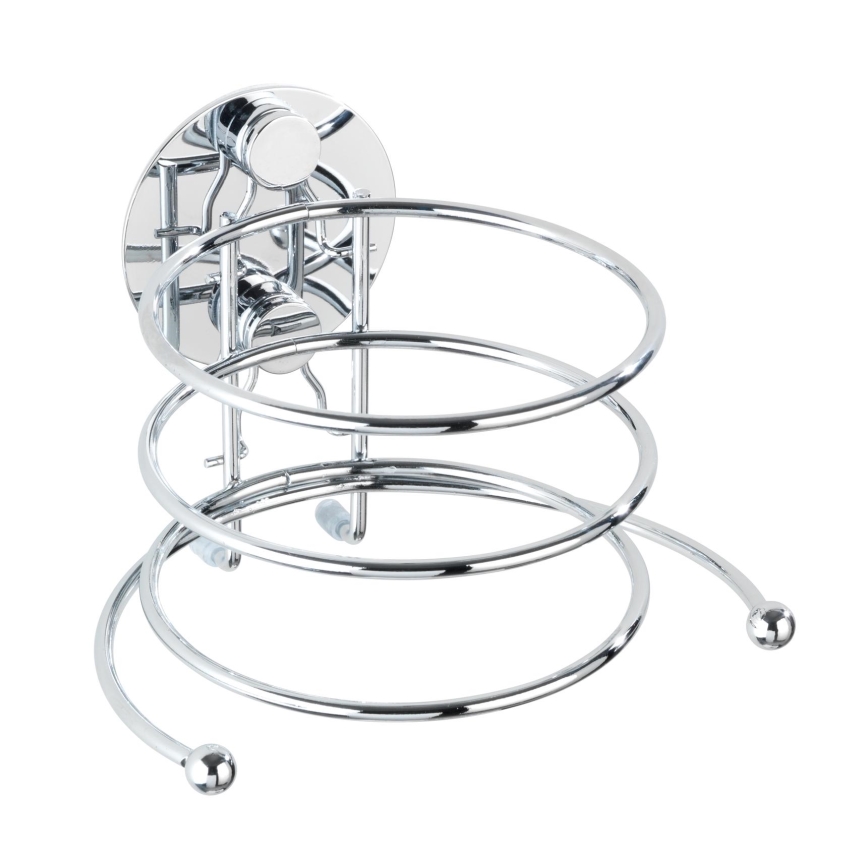 WENKO 18770100-Hårtørrerholder TURBO-LOC RUND STÅL 14x11,5 cm blank krom