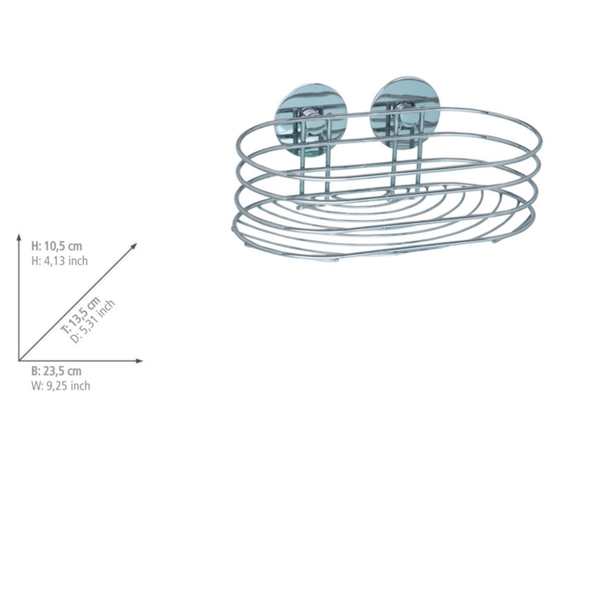 WENKO 18775100 - TURBO-LOC rund hylde i stål, 23,5 x 13,5 cm, blank krom