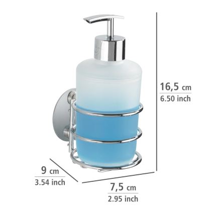 WENKO 18777100-Sæbedispenser TURBO-LOC Rund Stål 7,5x16,5 cm blank krom/hvid