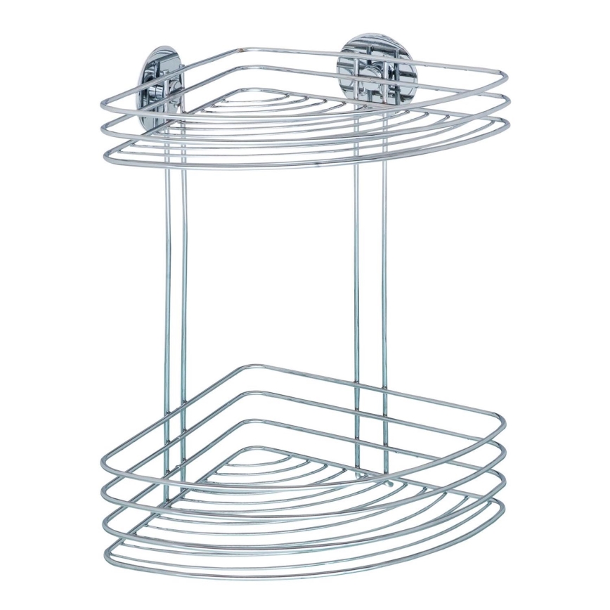 WENKO 18914100-Hjørnehylde TURBO-LOC RUND STÅL 26,5x33 cm blank krom