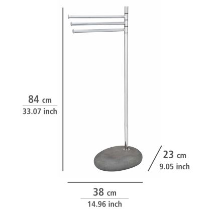 WENKO 19493100 - Håndklædestativ PEBBLE STONE 38x84 cm blank krom/grå