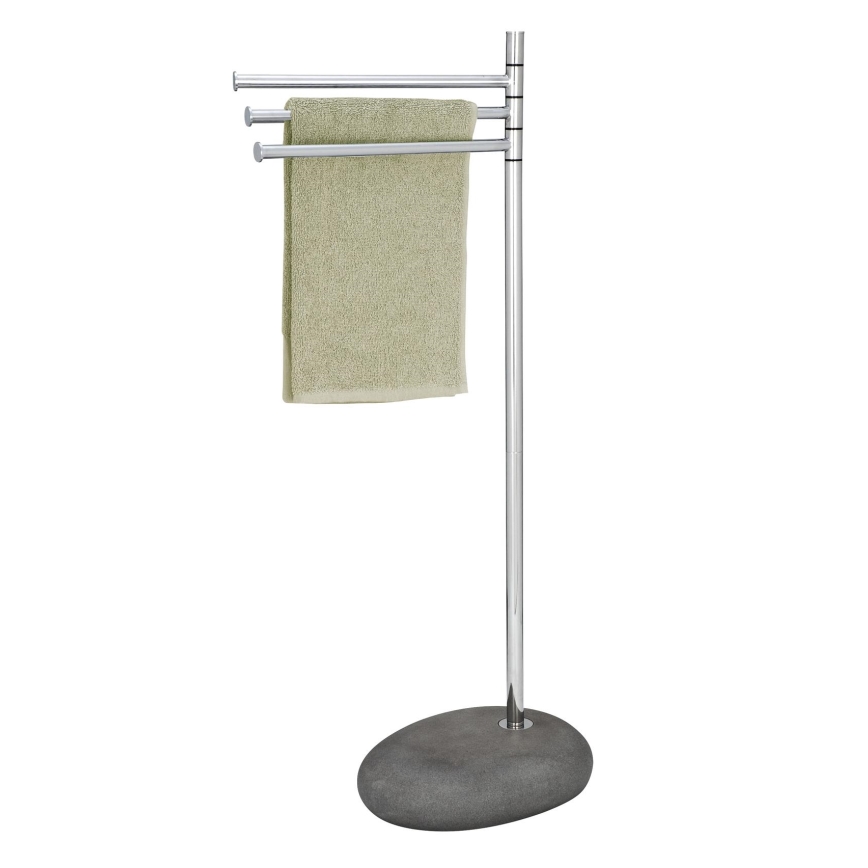 WENKO 19493100 - Håndklædestativ PEBBLE STONE 38x84 cm blank krom/grå