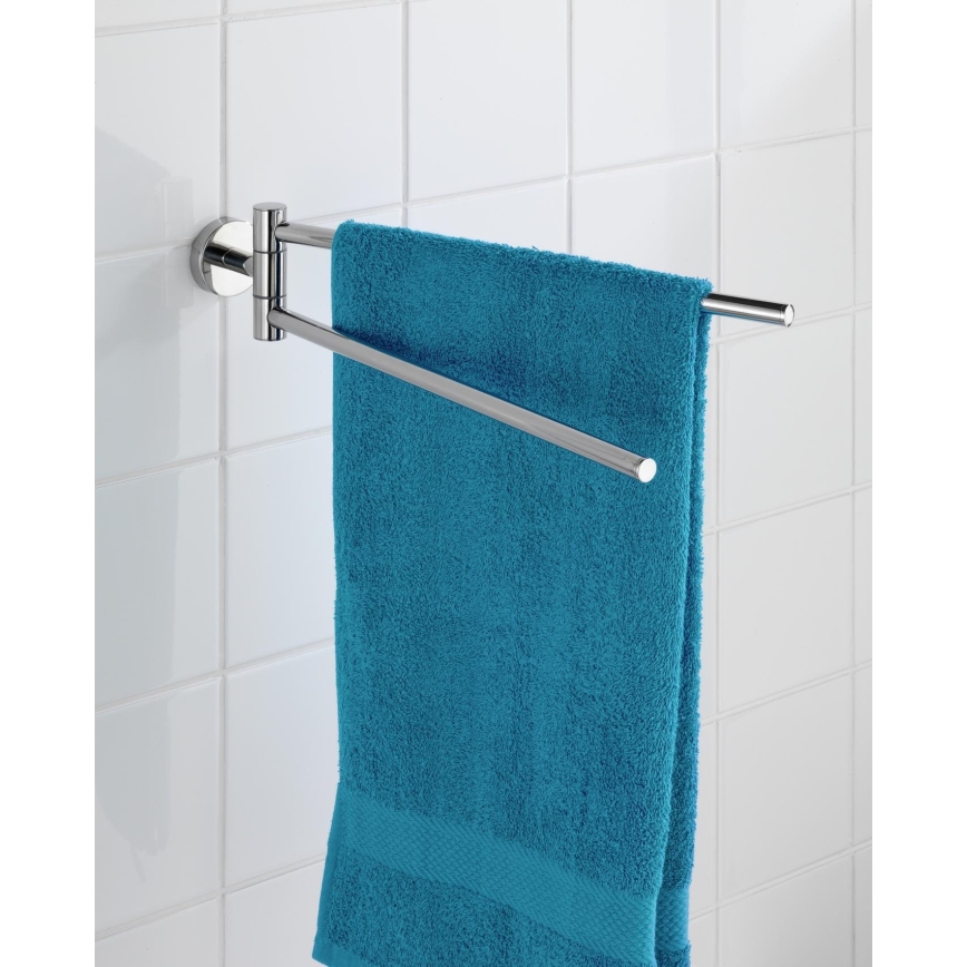 WENKO 20213100 - Håndklædeholder BOSIO SHINE 43 x 9 cm, rustfrit stål/sølv